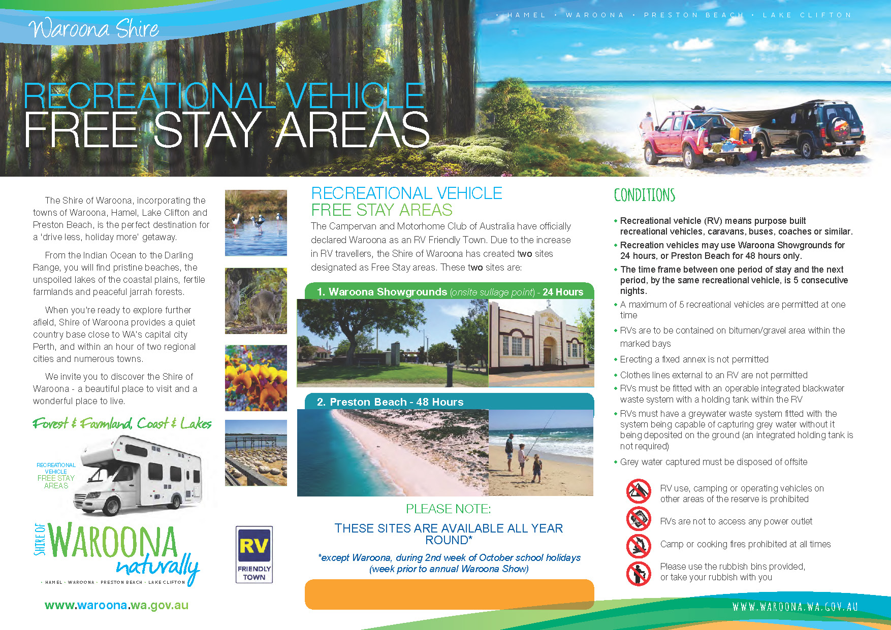 Shire of Waroona RV Freestay Areas Brochure page 2