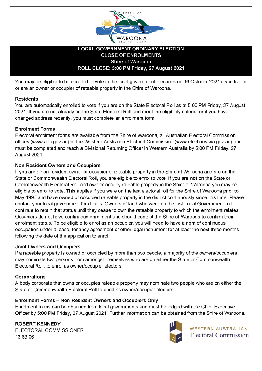 News Story - Close of Enrolments - Local Government Ordinary Elections ...