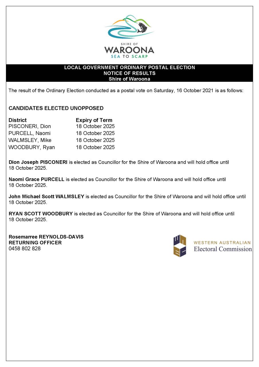 News Story - Notice of Results – Local Government Elections » Shire of ...